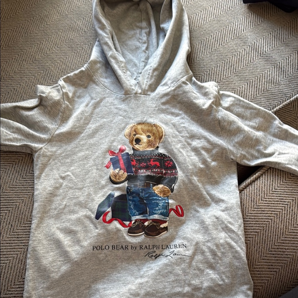 Ralph Lauren Kids Gray Hoodie with Bear Print